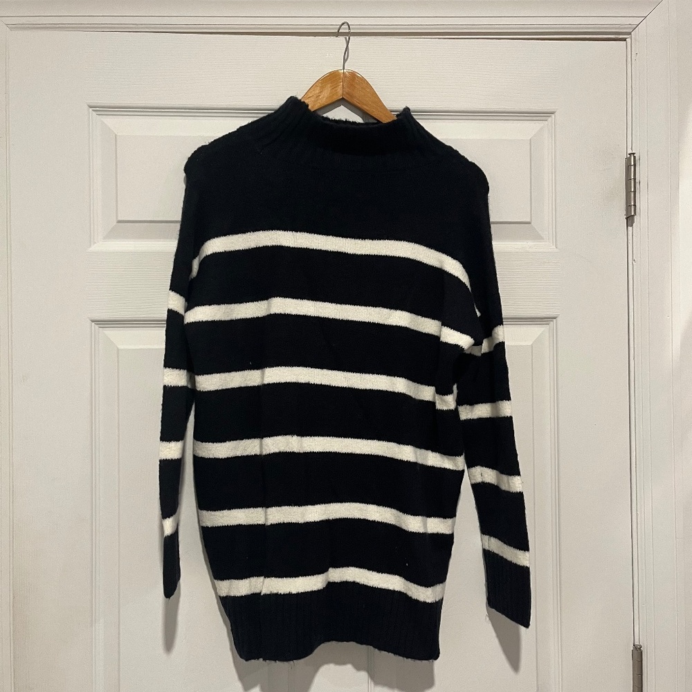WORKSHOP Black and White Striped Sweater